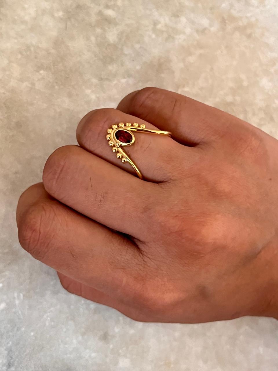 Gold Vermeil Garnet Vanki 925 Sterling Silver Ring