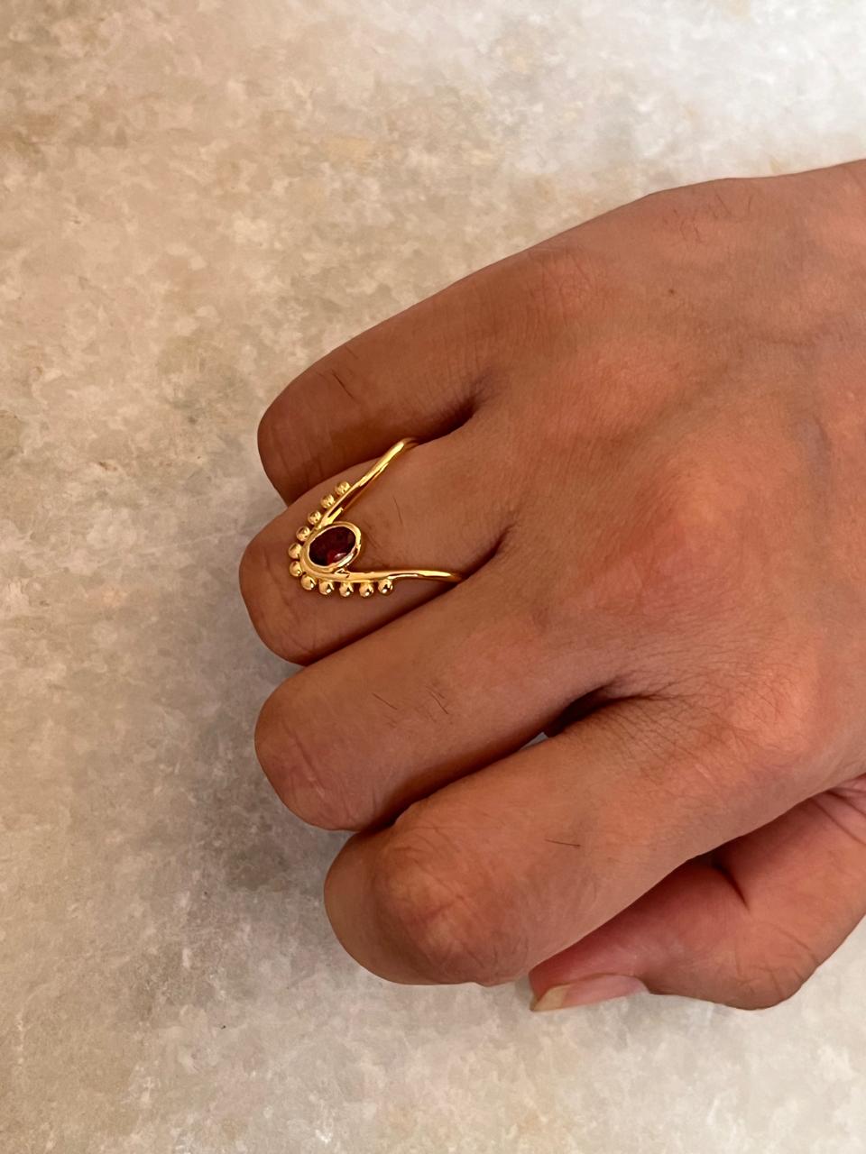 Gold Vermeil Garnet Vanki 925 Sterling Silver Ring