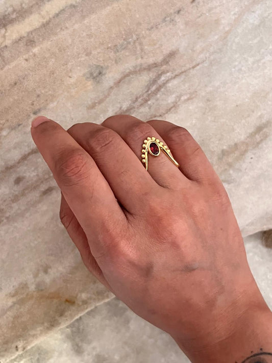 Gold Vermeil Garnet Vanki 925 Sterling Silver Ring