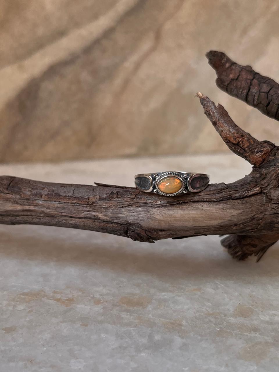 Rawa Natural Ethiopian Opal Boho 925 Sterling Silver Ring