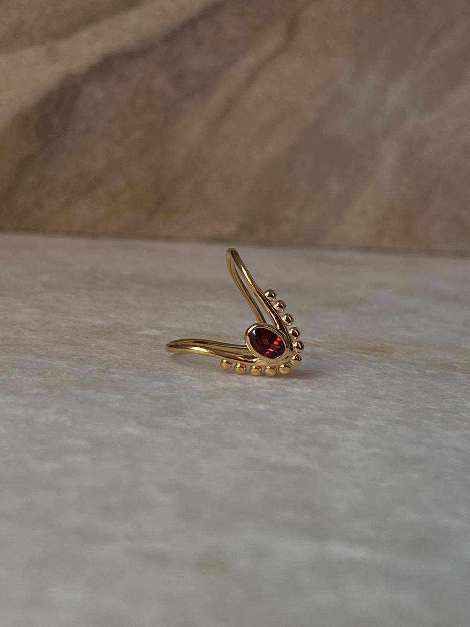 Gold Vermeil Garnet Vanki 925 Sterling Silver Ring