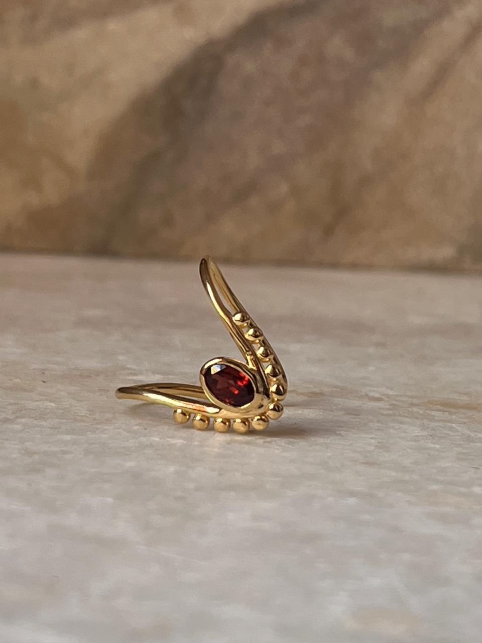 Gold Vermeil Garnet Vanki 925 Sterling Silver Ring