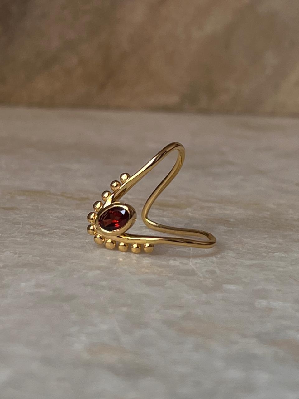 Gold Vermeil Garnet Vanki 925 Sterling Silver Ring