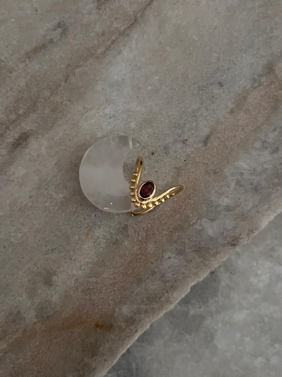 Gold Vermeil Garnet Vanki 925 Sterling Silver Ring