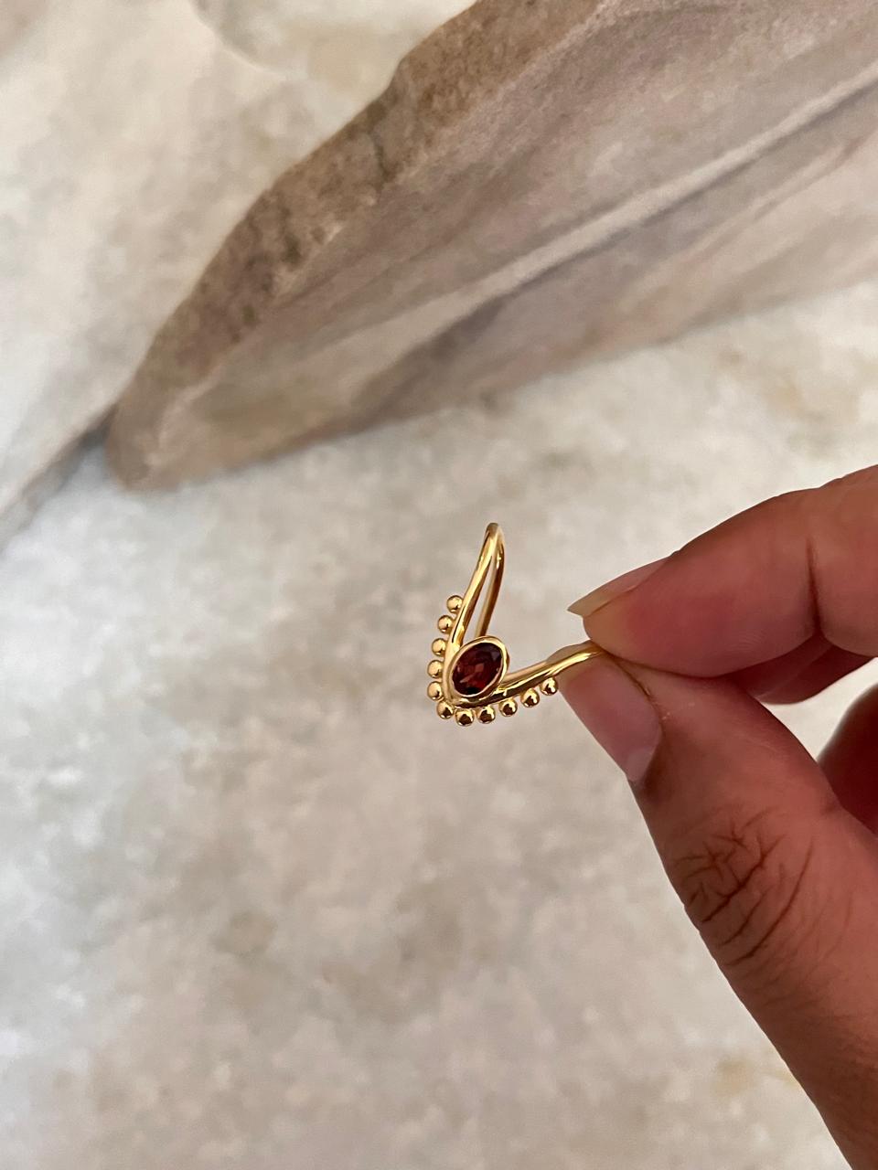 Gold Vermeil Garnet Vanki 925 Sterling Silver Ring