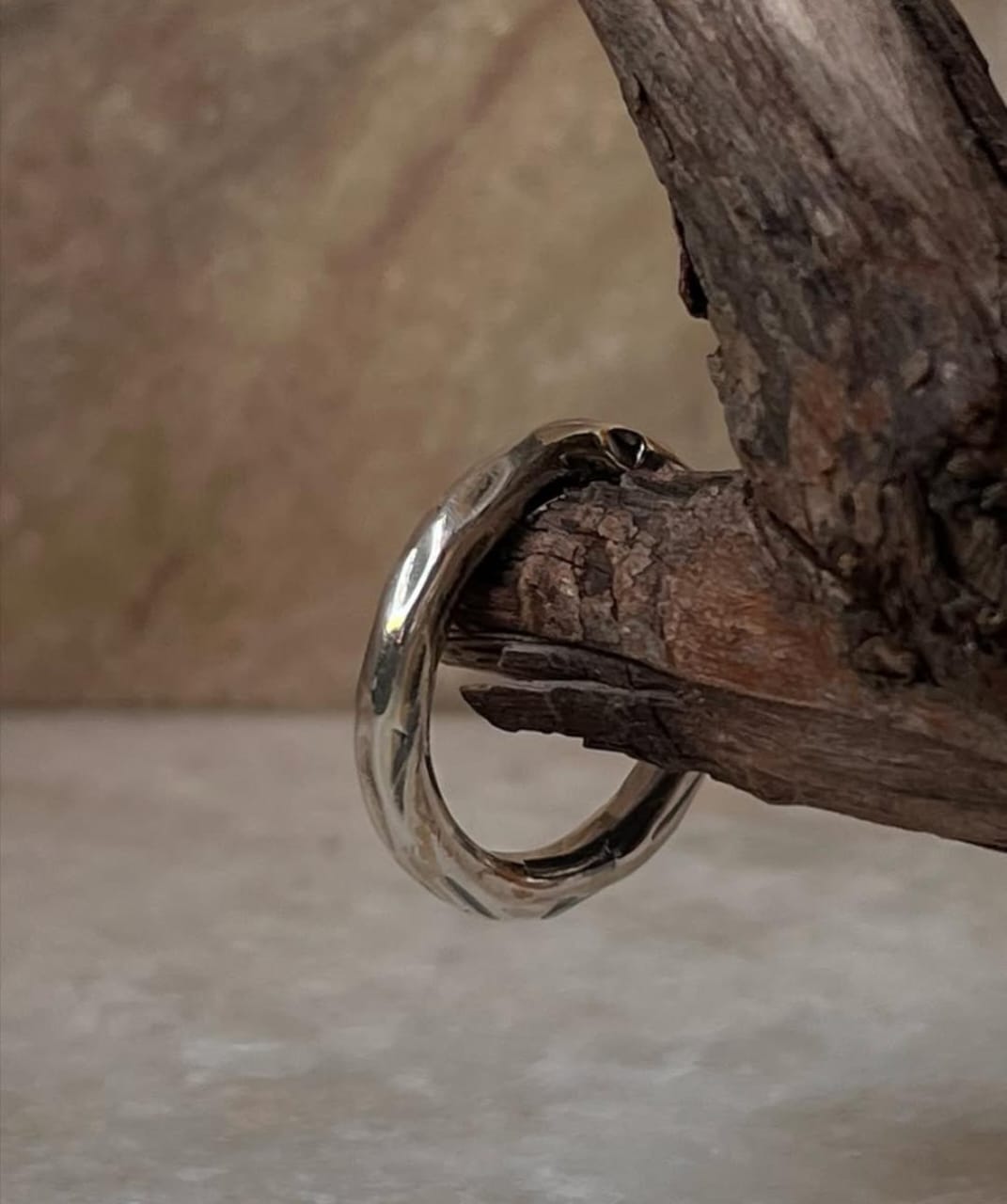 Hammered Thick Molten Chunky Band 925 Sterling Silver Ring