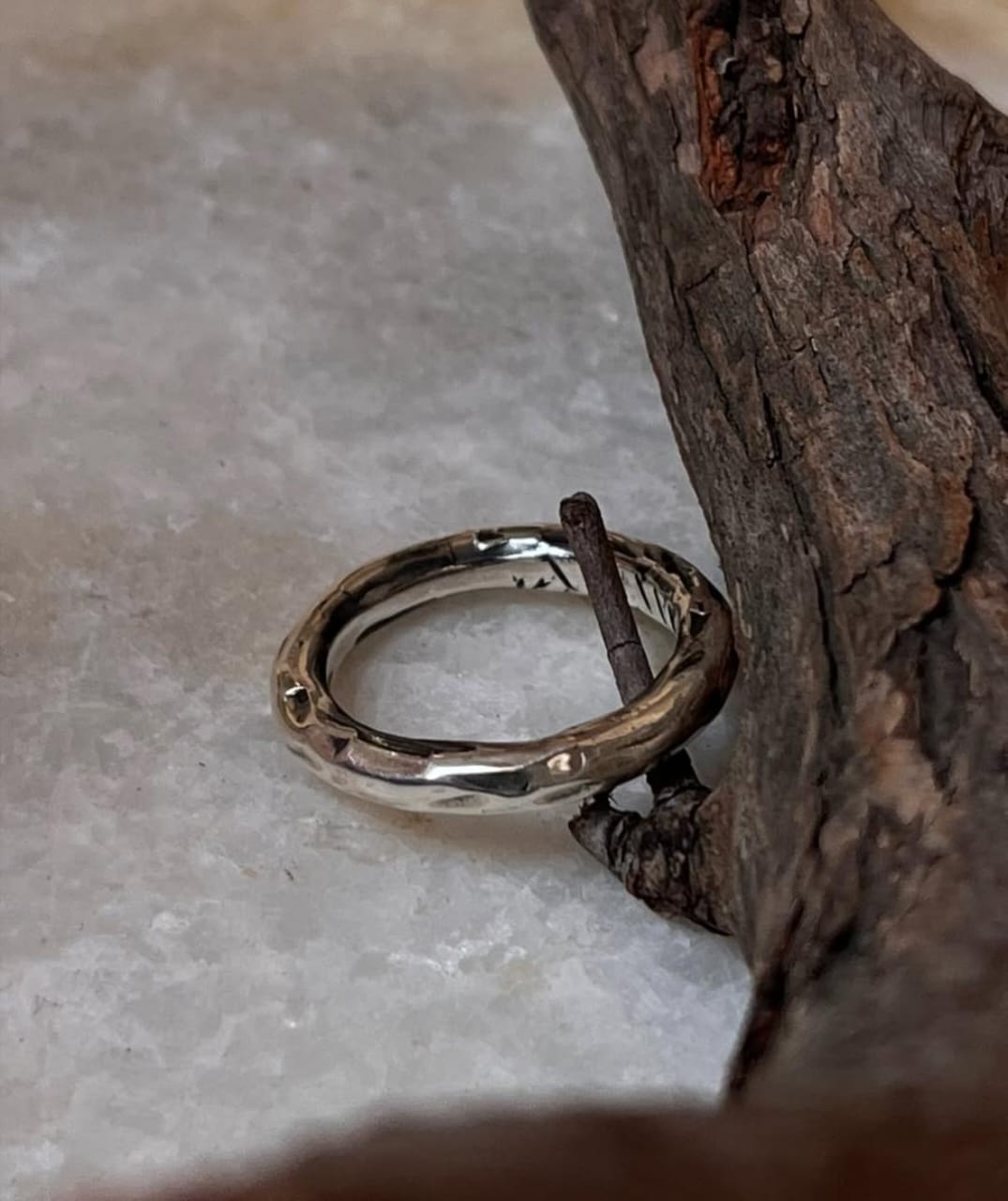 Hammered Thick Molten Chunky Band 925 Sterling Silver Ring