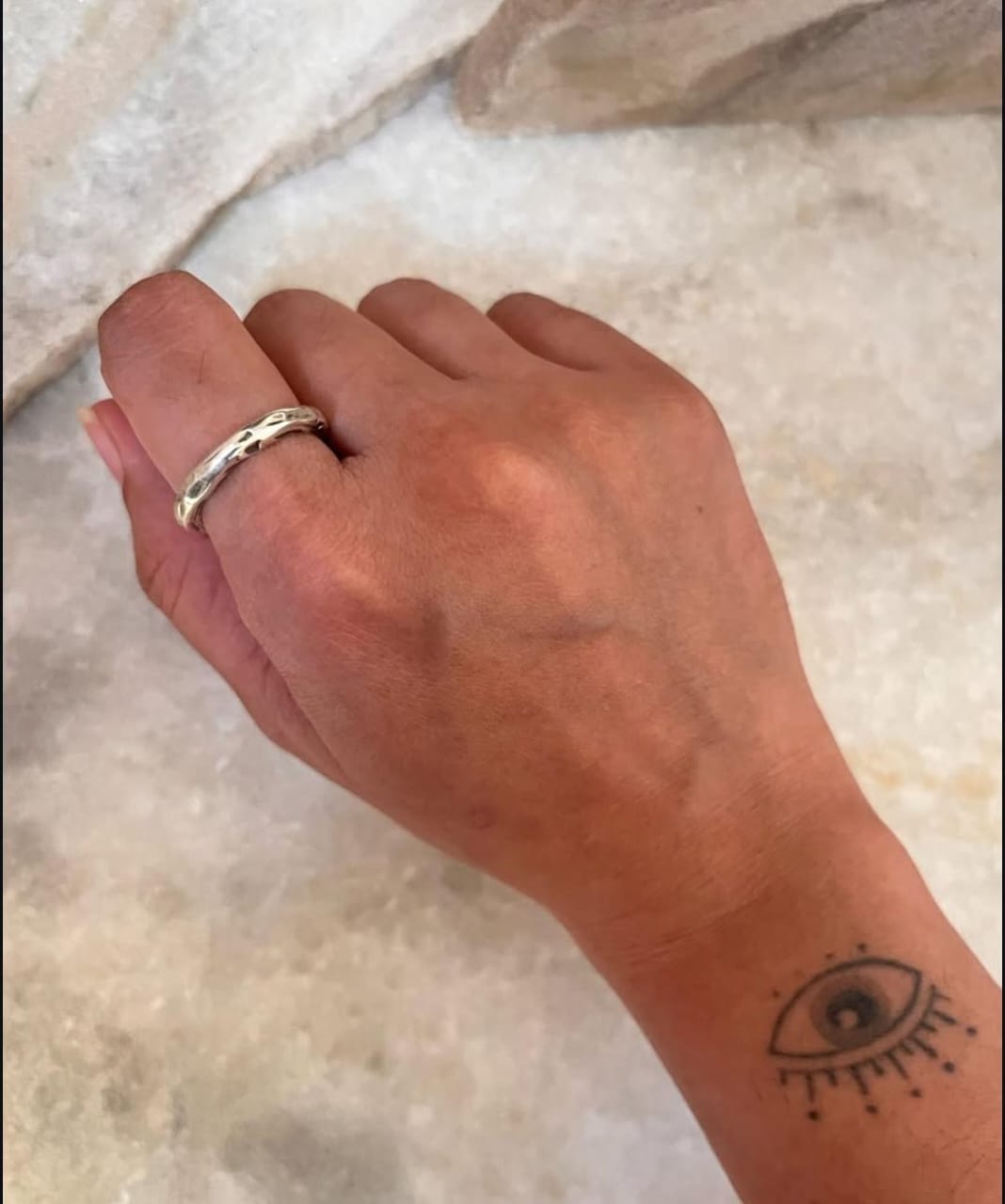 Hammered Thick Molten Chunky Band 925 Sterling Silver Ring