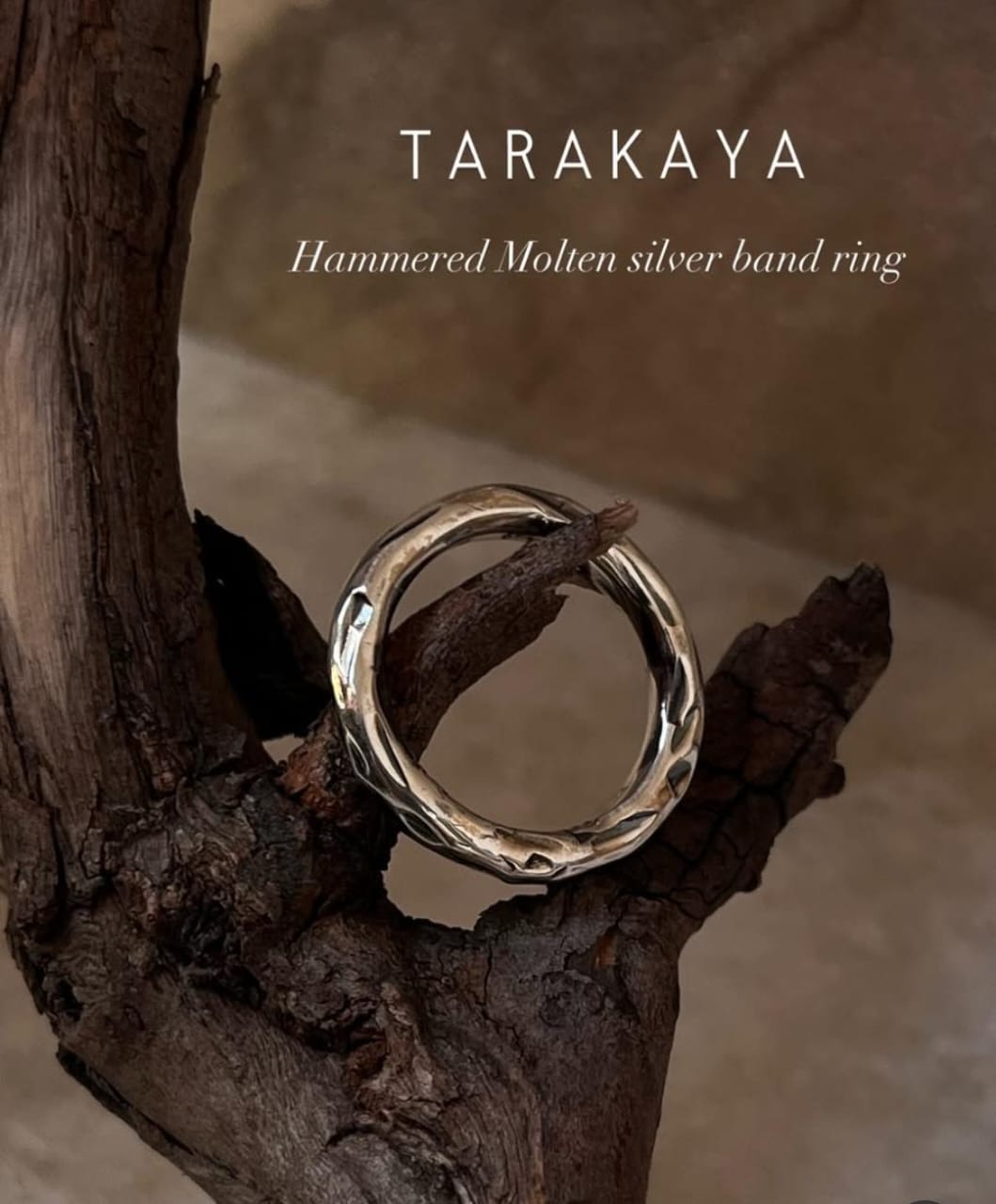 Hammered Thick Molten Chunky Band 925 Sterling Silver Ring