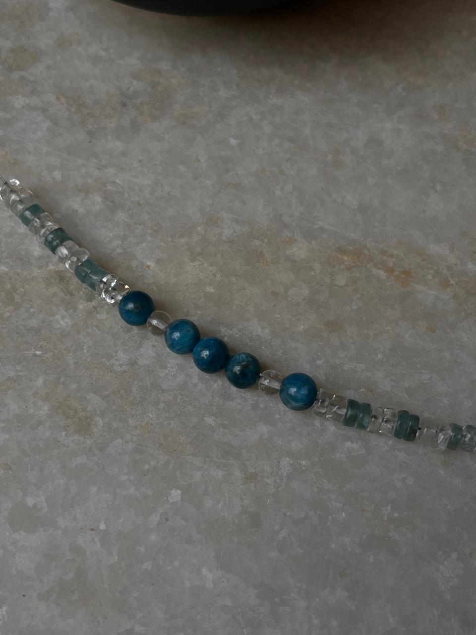 Apatite & Clear Quartz 925 Sterling Silver Bracelet