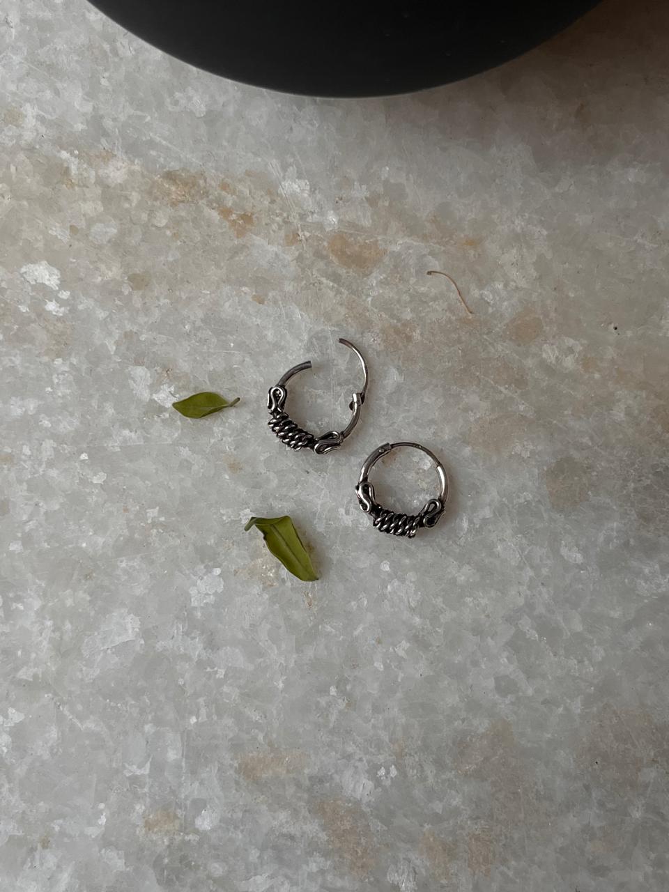 Antique 925 Sterling Silver Hoops - design 4