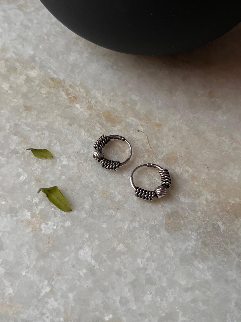 Antique 925 Sterling Silver Hoops - design 1