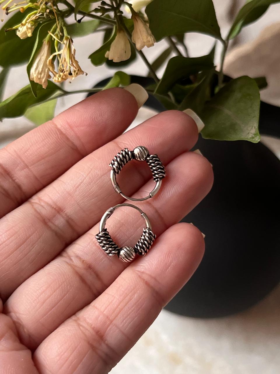 Antique 925 Sterling Silver Hoops - design 1