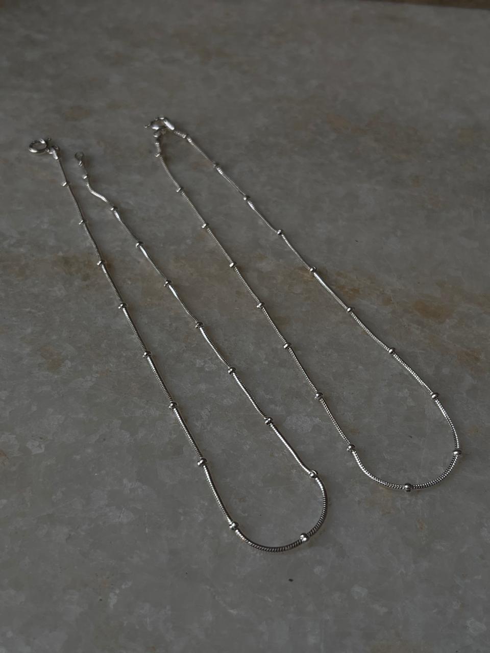 Sterling silver snake chain anklet with dot accents