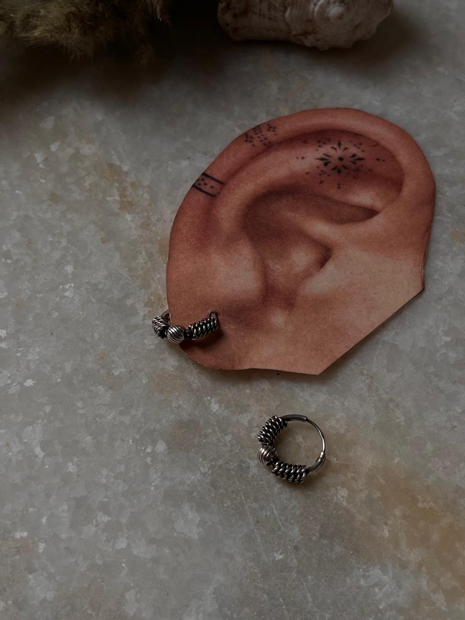 Antique 925 Sterling Silver Hoops - design 1