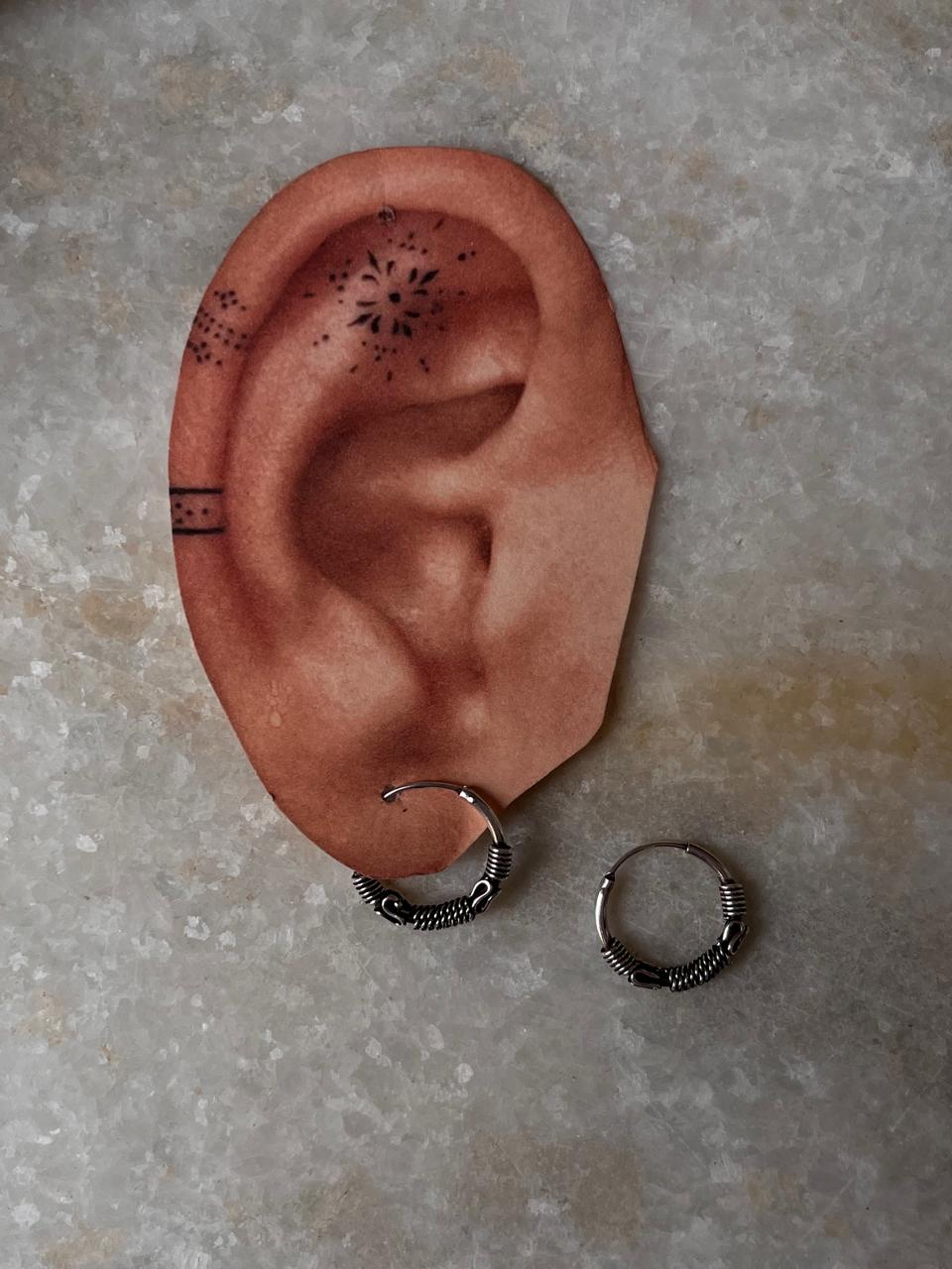 Antique 925 Sterling Silver Hoops - design 7