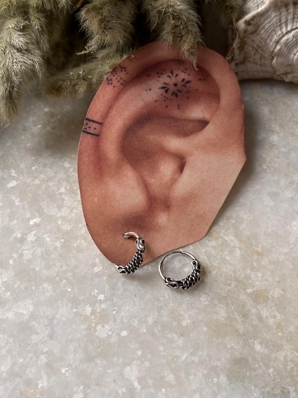 Antique 925 Sterling Silver Hoops - design 4