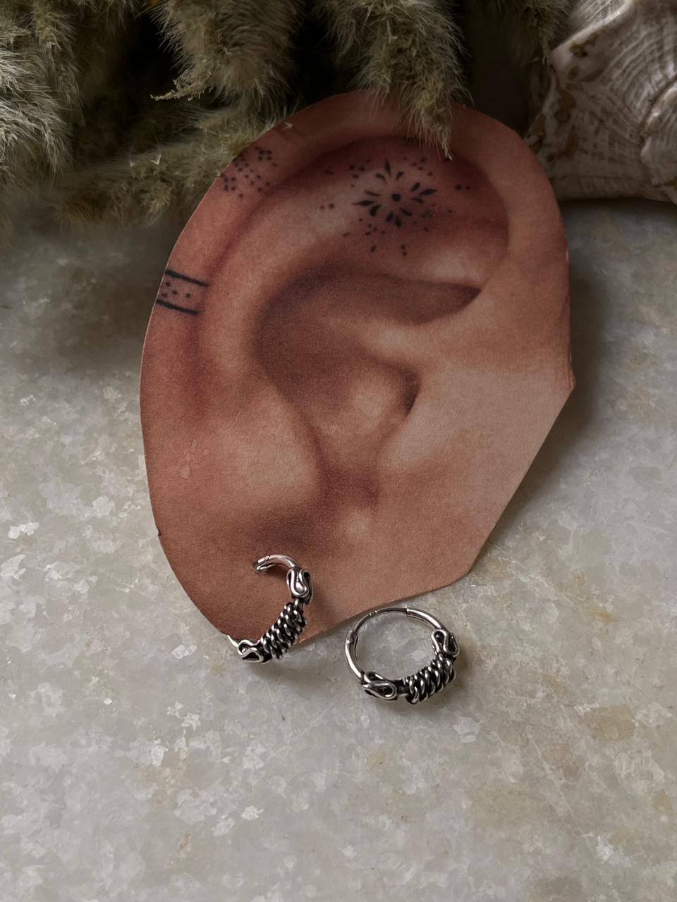 Antique 925 Sterling Silver Hoops - design 4