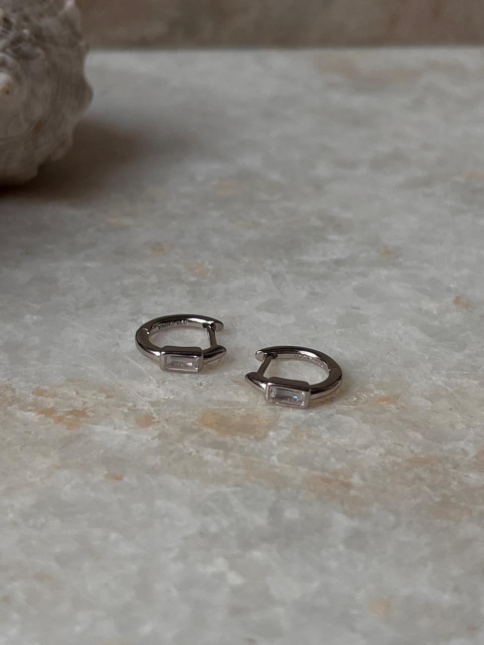 Cz Tiny Huggies 925 Sterling Silver Earrings