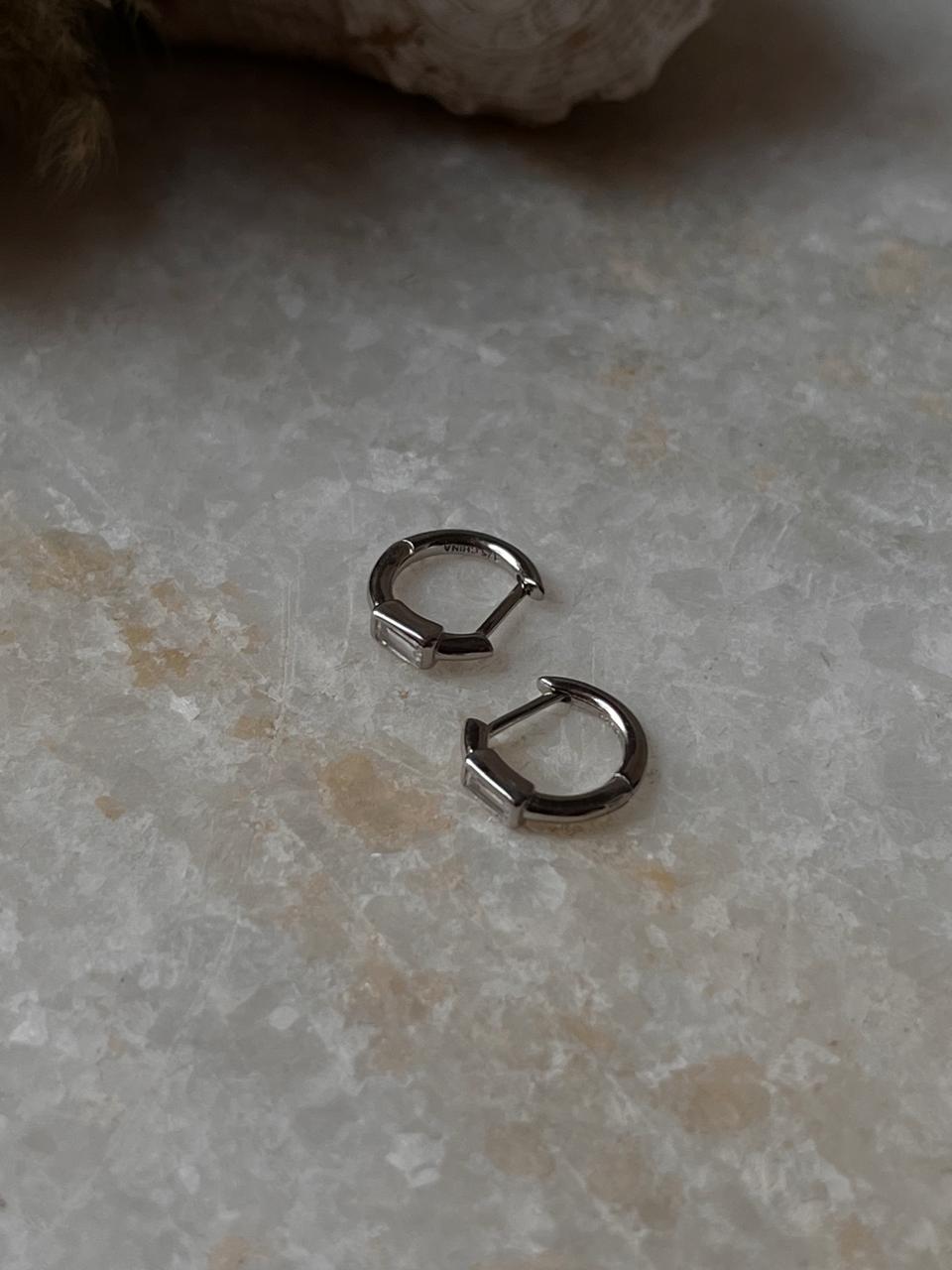 Cz Tiny Huggies 925 Sterling Silver Earrings