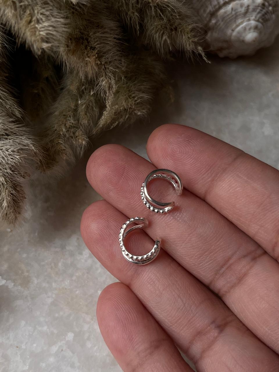 Stacked Clip On Helix 925 Sterling Silver Ear Cuffs