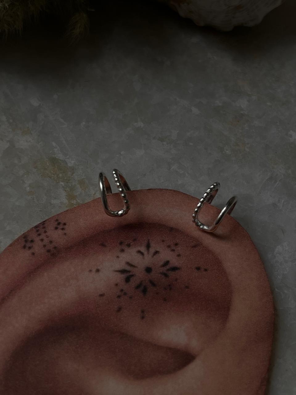 Stacked Clip On Helix 925 Sterling Silver Ear Cuffs