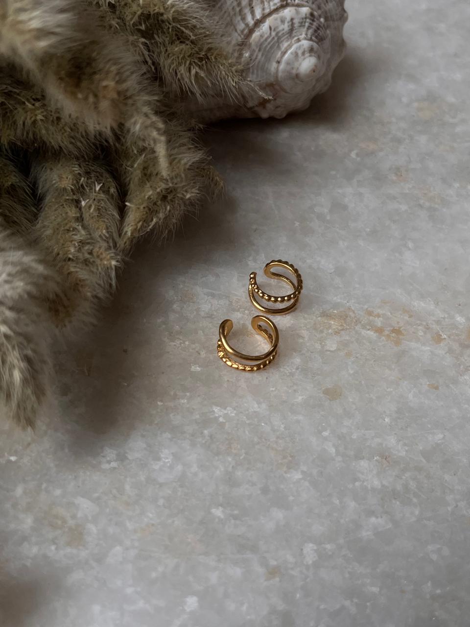 Gold Vermeil Clip On 925 Sterling Silver Ear Cuffs