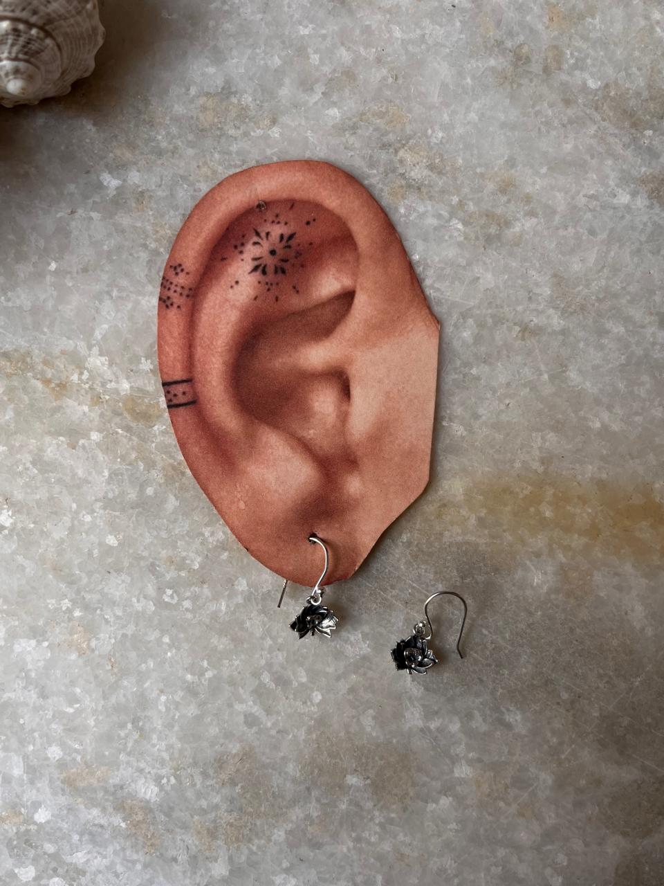 Small Lotus 925 Sterling Silver Earrings