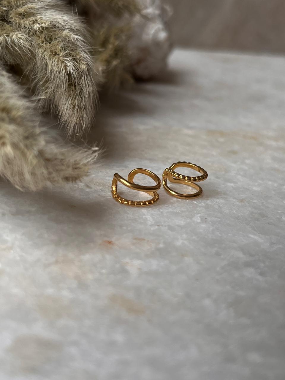 Gold Vermeil Clip On 925 Sterling Silver Ear Cuffs