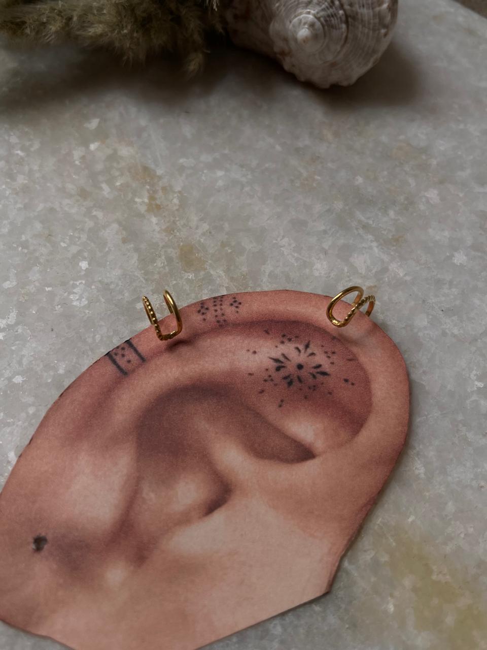 Gold Vermeil Clip On 925 Sterling Silver Ear Cuffs