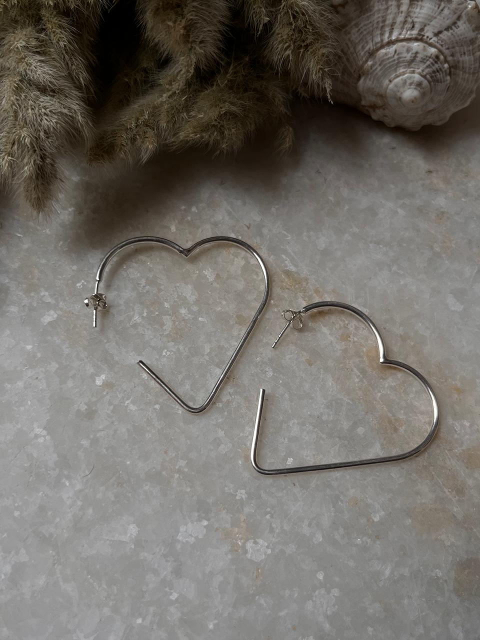 Love heart Hoops 925 Sterling Silver Earrings