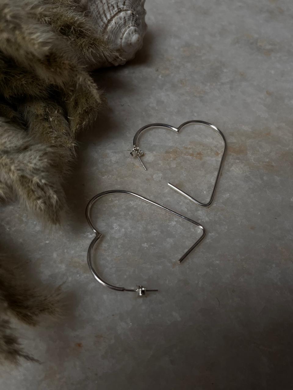 Love heart Hoops 925 Sterling Silver Earrings