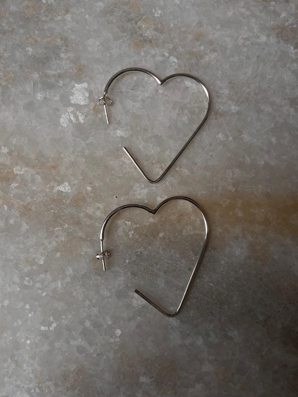 Love heart Hoops 925 Sterling Silver Earrings
