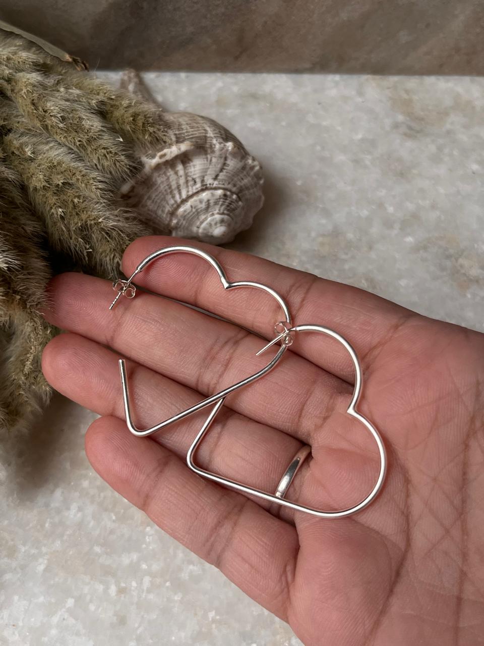 Love heart Hoops 925 Sterling Silver Earrings