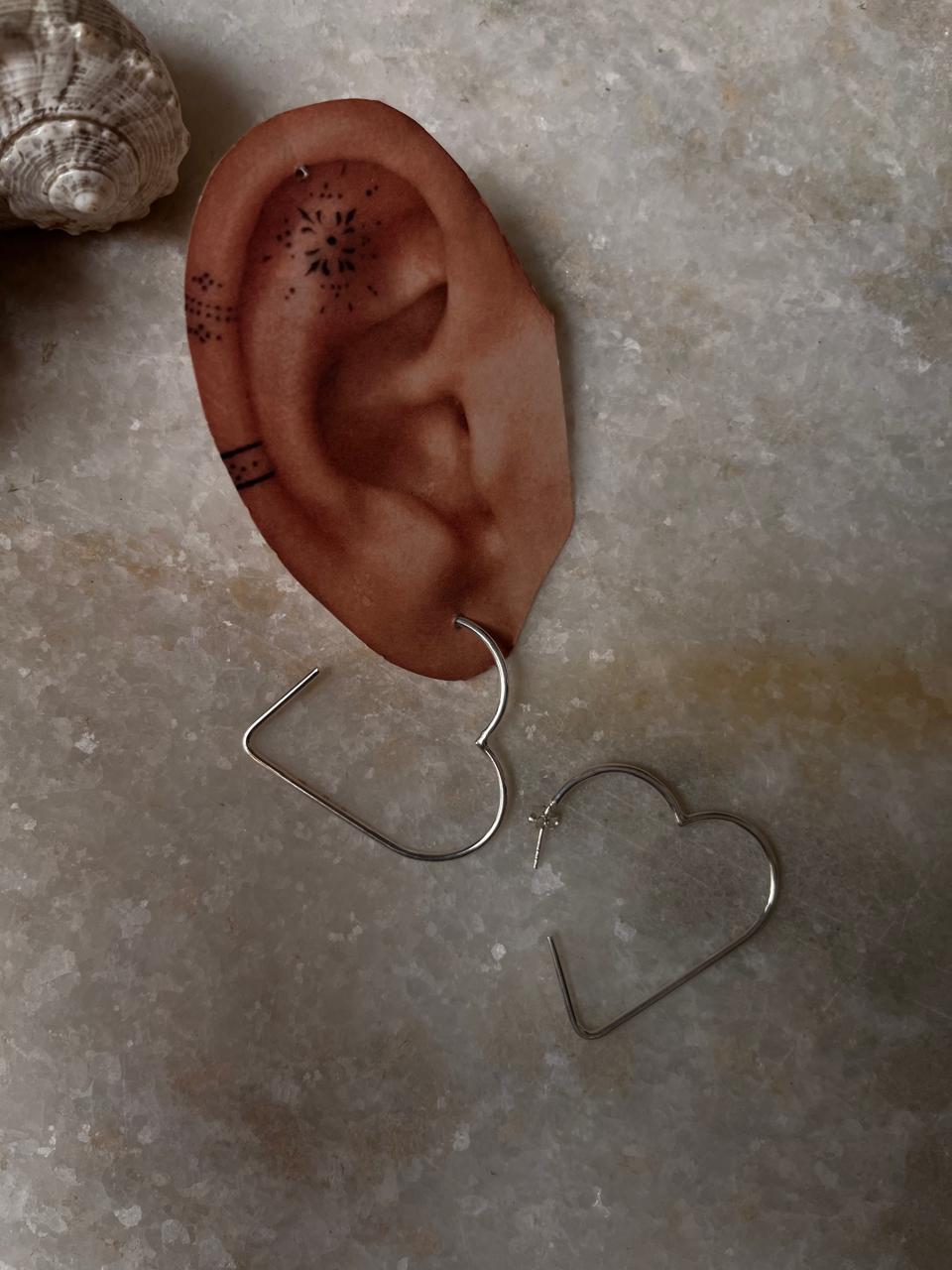 Love heart Hoops 925 Sterling Silver Earrings
