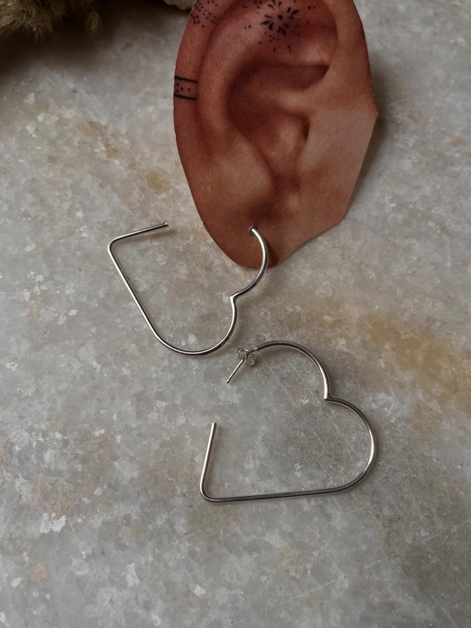 Love heart Hoops 925 Sterling Silver Earrings