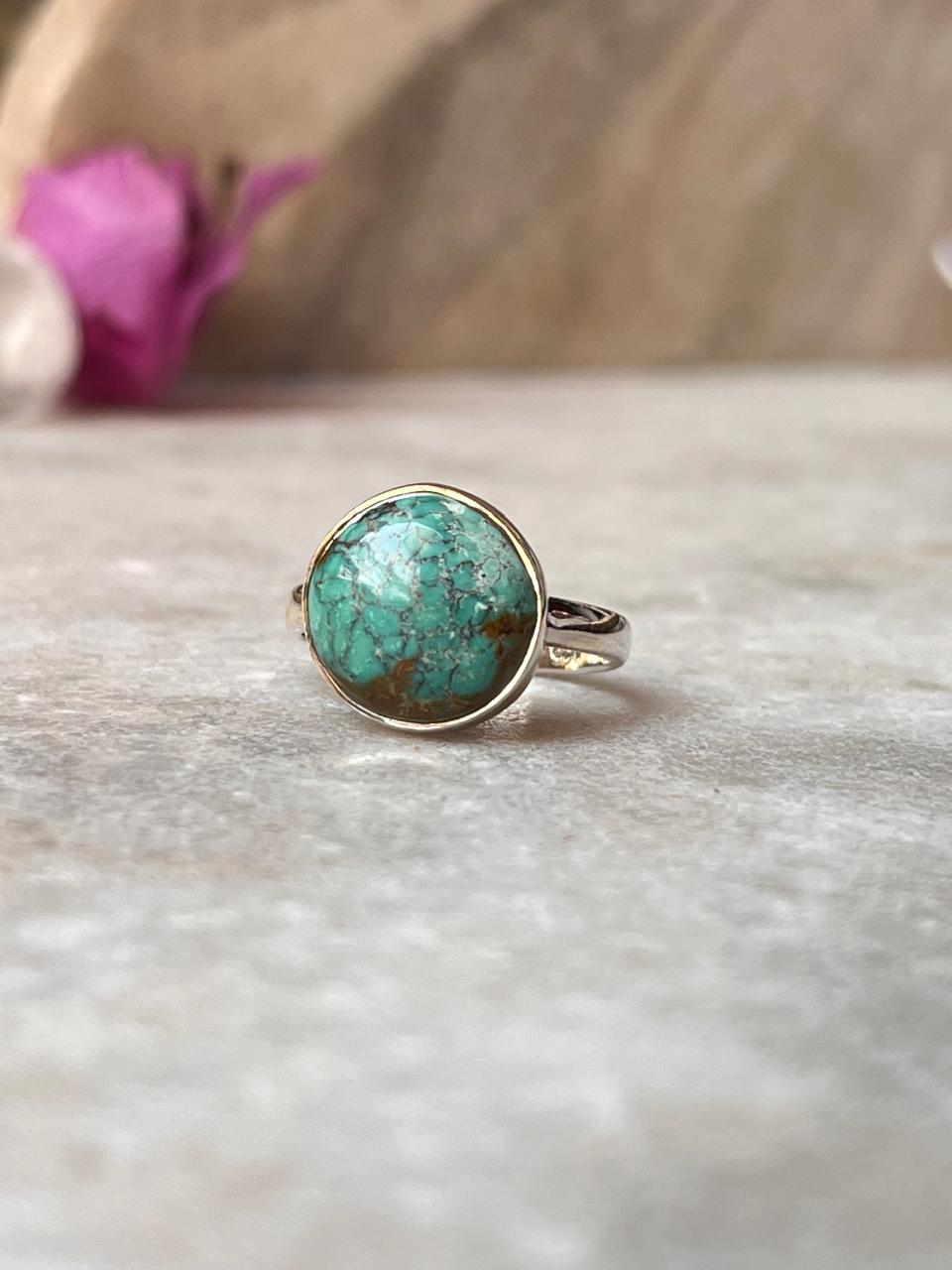 Big Tibet Turquoise 925 Sterling Silver Ring