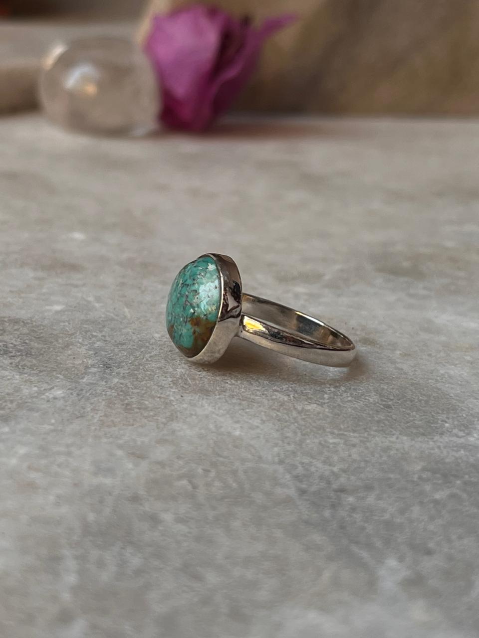 Big Tibet Turquoise 925 Sterling Silver Ring