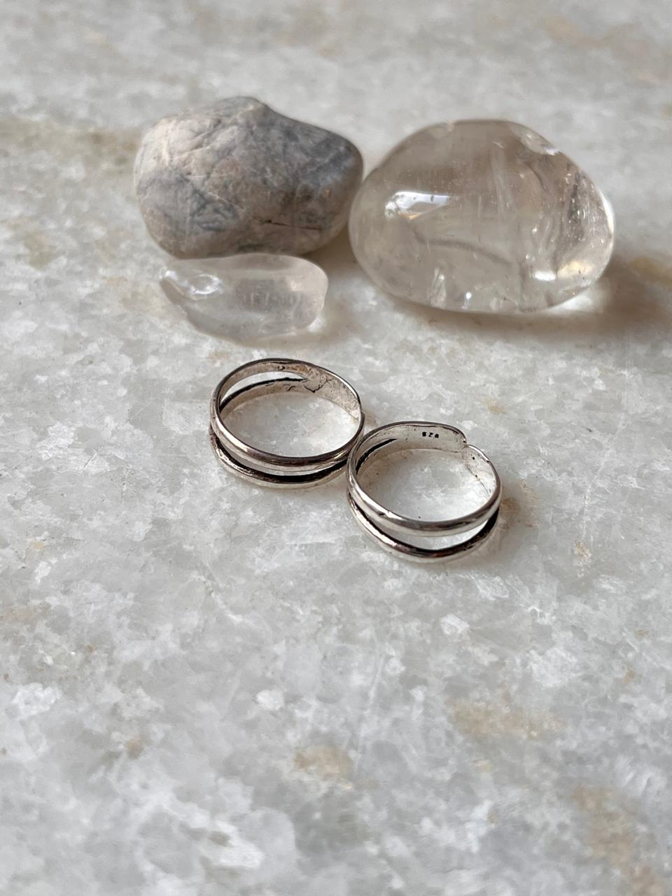 Stacked band sterling silver toe ring for women