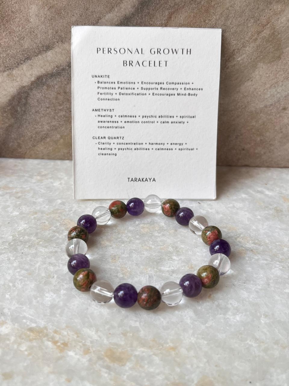 Intention- Personal Growth 8MM Natural Crystal Bracelet