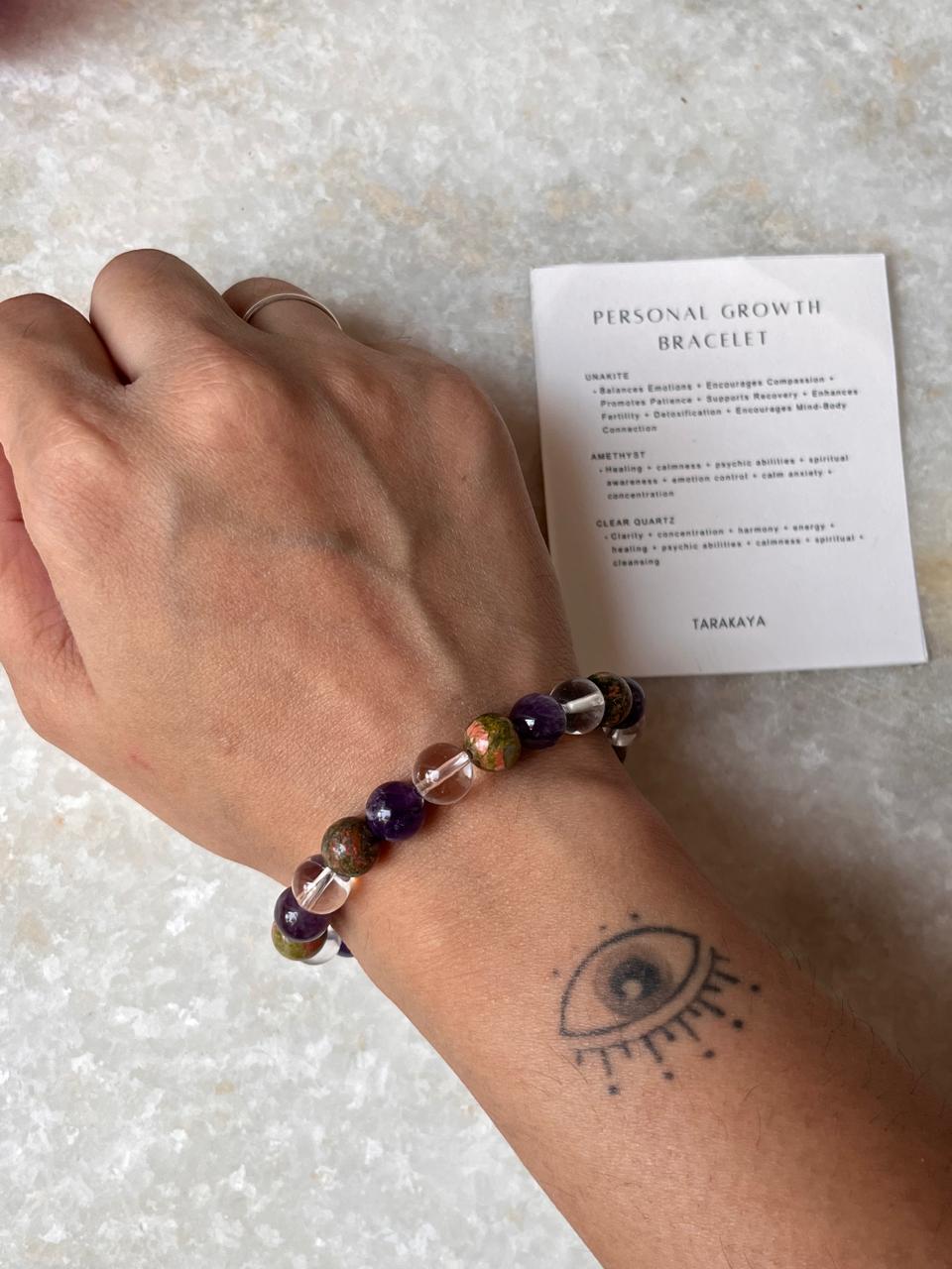 Intention- Personal Growth 8MM Natural Crystal Bracelet