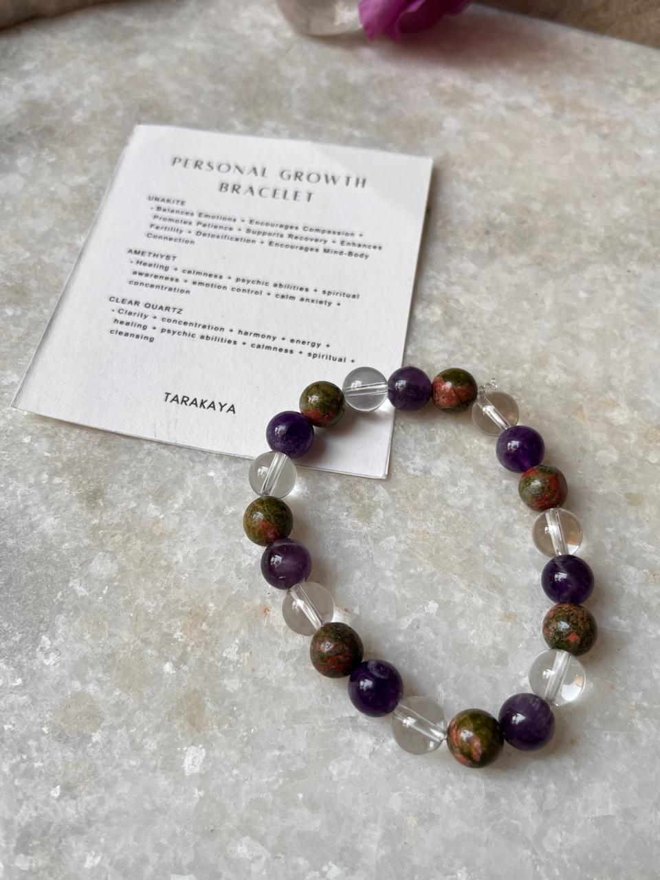 Intention- Personal Growth 8MM Natural Crystal Bracelet