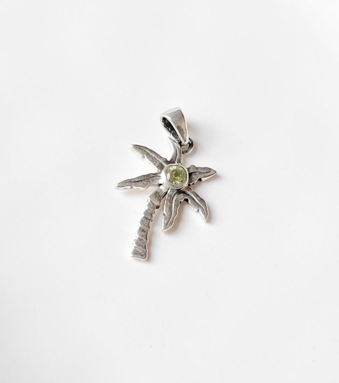 Peridot Palm Tree 925 Sterling Silver Pendant