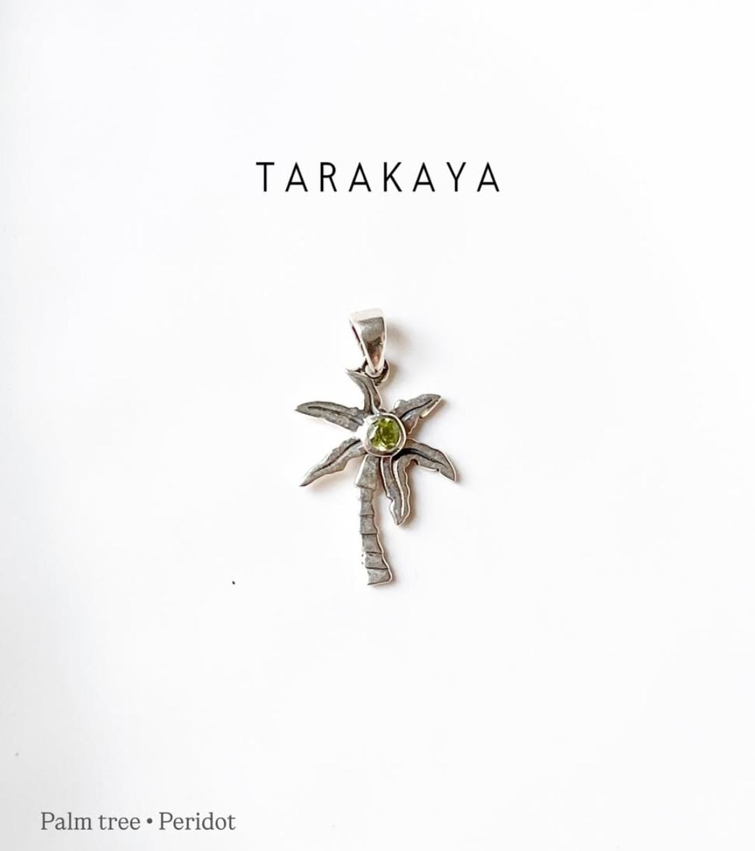 Peridot Palm Tree 925 Sterling Silver Pendant