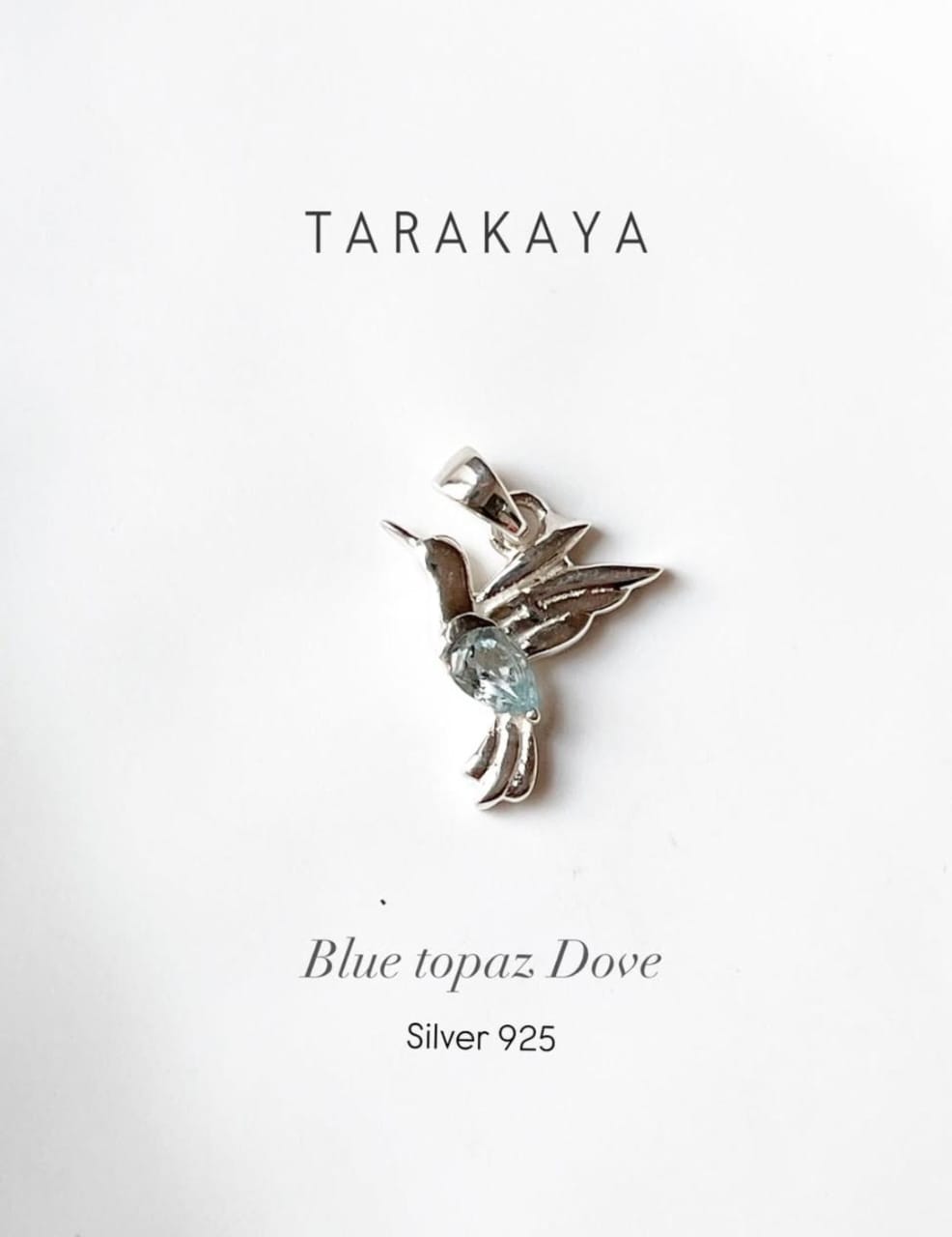 Blue Topaz Dove 925 Sterling Silver Pendant
