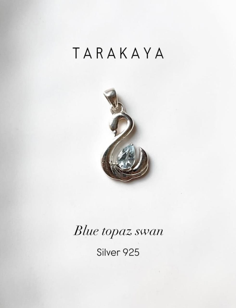 Blue Topaz Swan 925 Sterling Silver Pendant