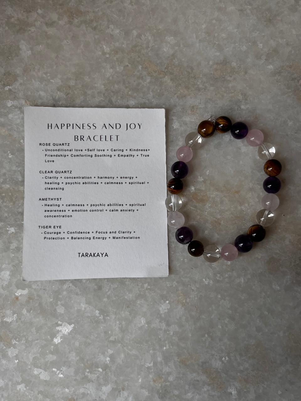 Intention- Happiness and Joy 8MM Natural Crystal Bracelet