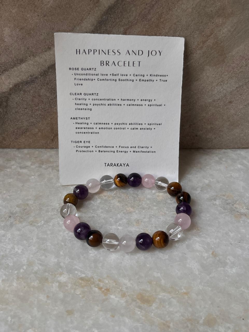 Intention- Happiness and Joy 8MM Natural Crystal Bracelet