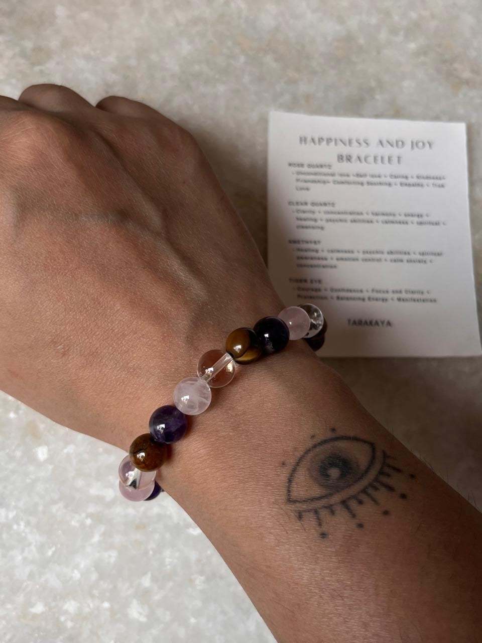 Intention- Happiness and Joy 8MM Natural Crystal Bracelet