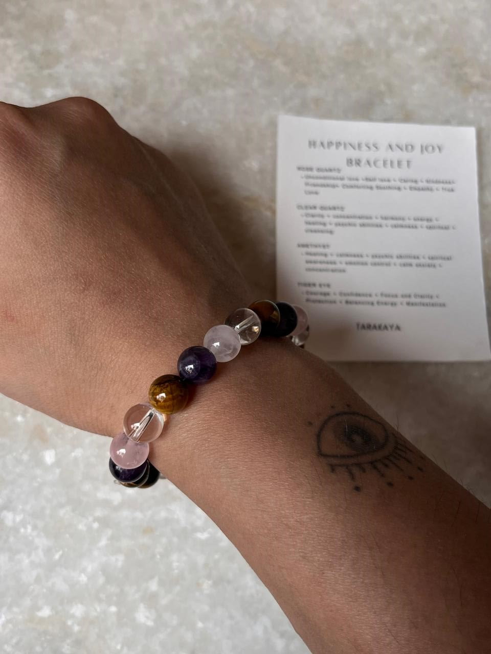 Intention- Happiness and Joy 8MM Natural Crystal Bracelet